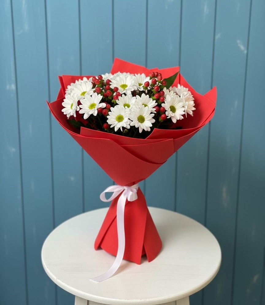 Букет цветов из: Хризантемы в Красный Профинтерн