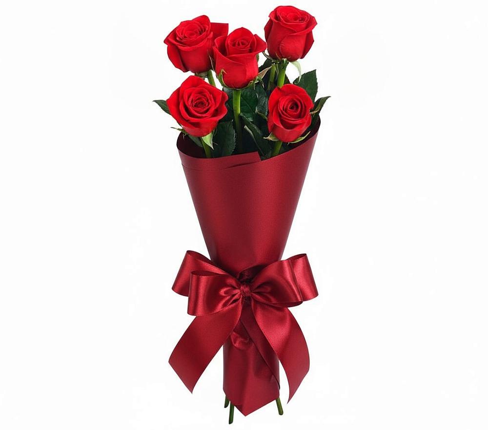 Букет 5 Красных роз Эдлесс Лав в Красный Профинтерн
