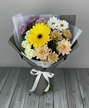 Букет цветов из:  Розы, Герберы и Хризантемы в Красный Профинтерн