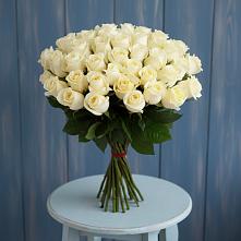 Букет 51 Белая роза Эдлесс Лав в Красный Профинтерн