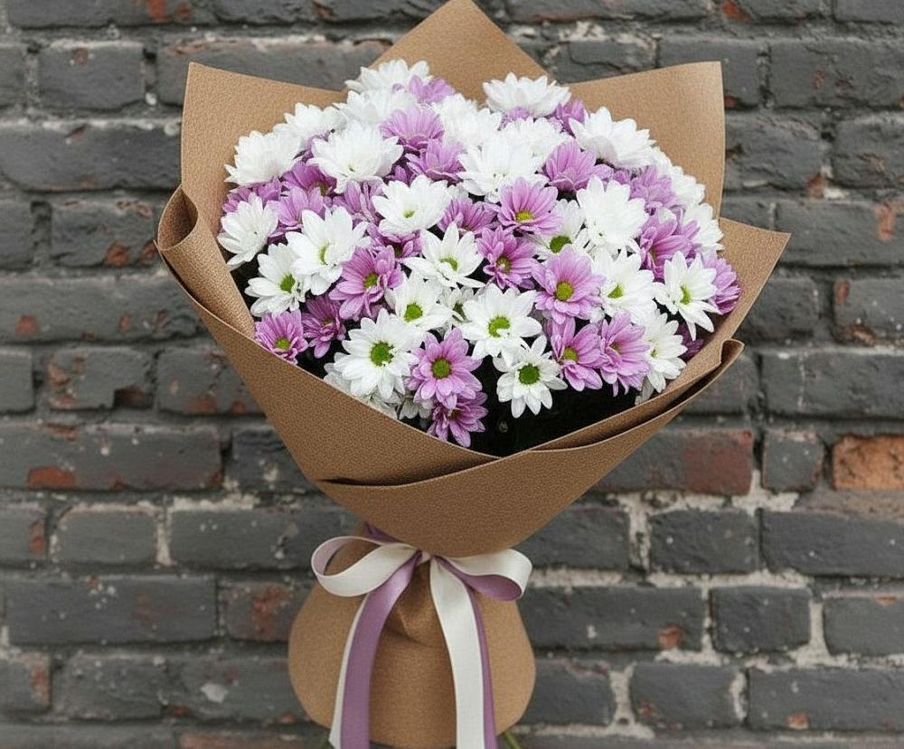 Букет цветов из: Хризантемы в Красный Профинтерн