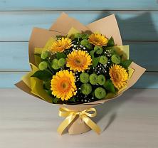Букет цветов из:  Герберы и Хризантемы в Красный Профинтерн