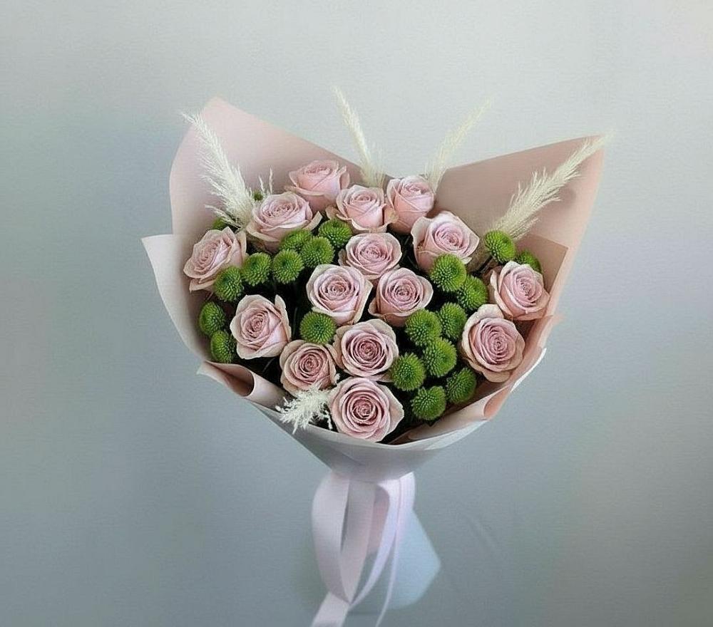 Букет цветов из: Розы и Хризантемы в Красный Профинтерн