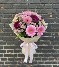 Букет цветов из:  Герберы и Хризантемы #REPLACE_PRED# Красный Профинтерн