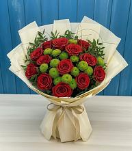 Букет цветов из:  Розы и Хризантемы в Красный Профинтерн