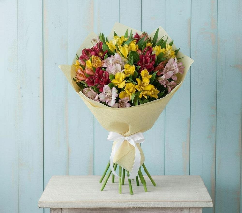 Букет цветов из: Альстромерии в Красный Профинтерн