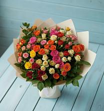 Букет Микс из разноцветных кустовых роз #REPLACE_PRED# Красный Профинтерн